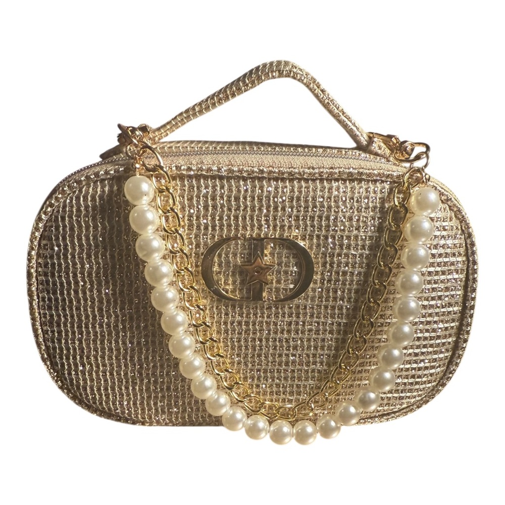 Dior holiday makeup pouch 2025 limited edition with added Pearl Chain.